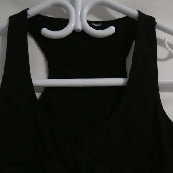 Black Cropped Vest | 10/12 medium | Button Down Front With Pockets - Picture 4 of 14